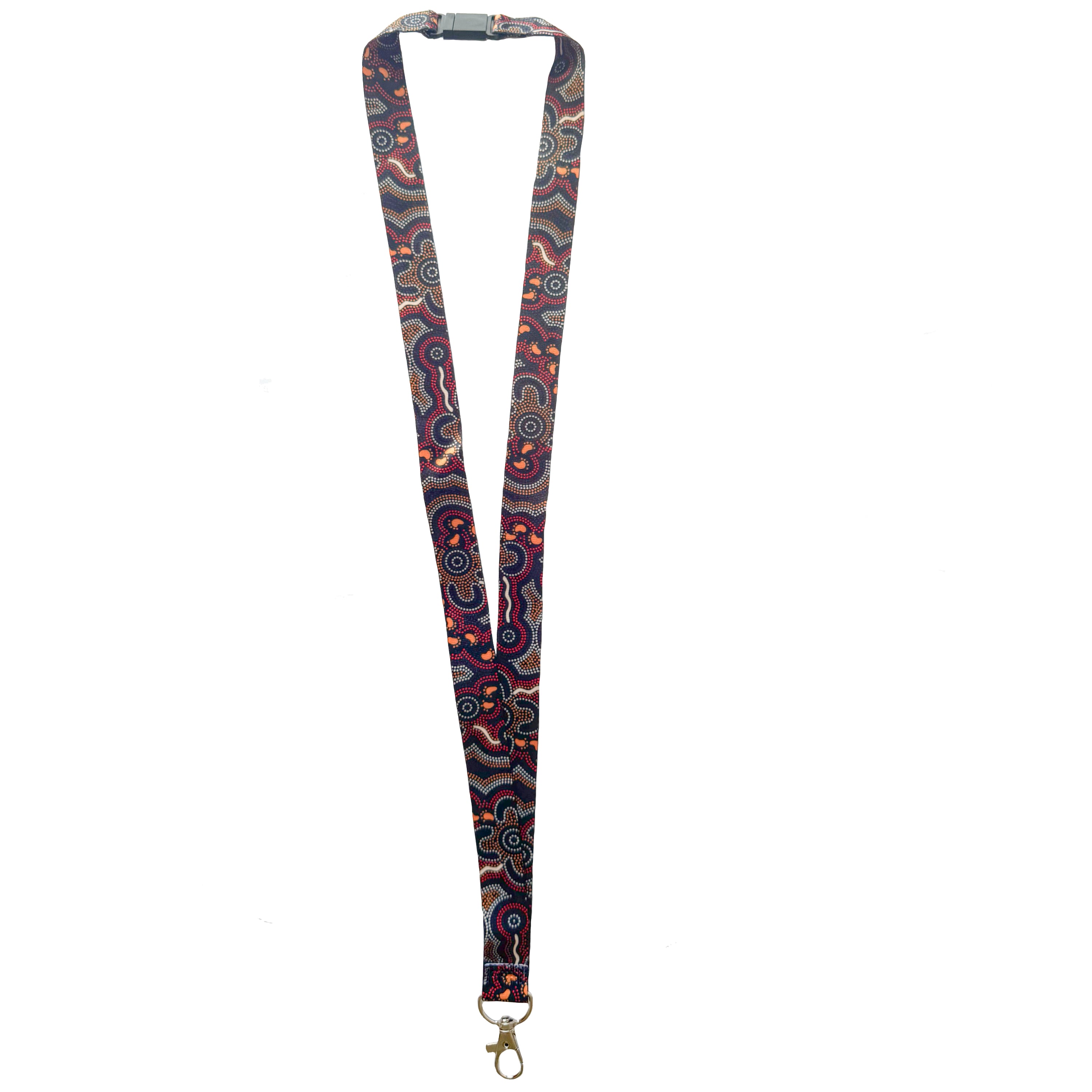 LANYARD - ABORIGINAL ART - ON WALKABOUT OCHRE - AUSTRALIA, INDIGENOUS, SOUVENIR, GIFT