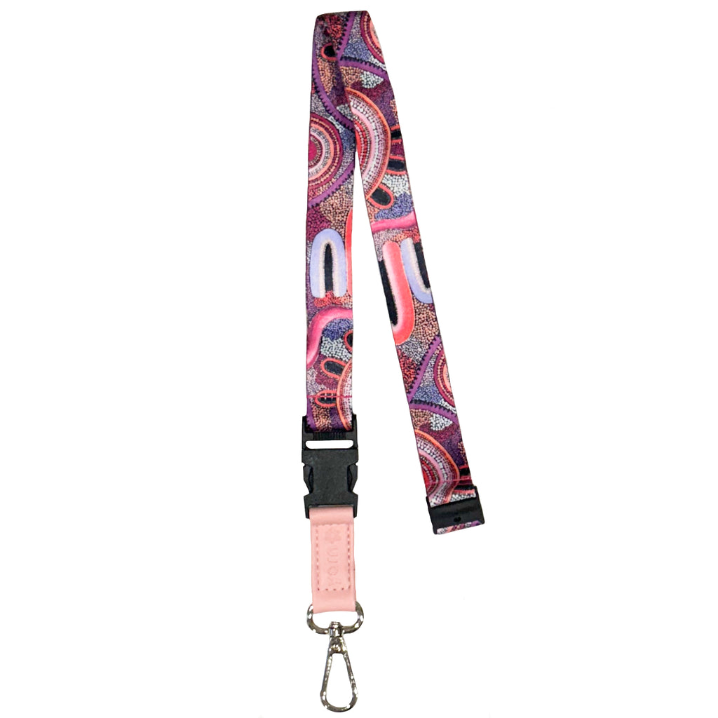 LANYARD - ABORIGINAL ART - PINK COLOURS - AUSTRALIA, INDIGENOUS, SOUVENIR, GIFT