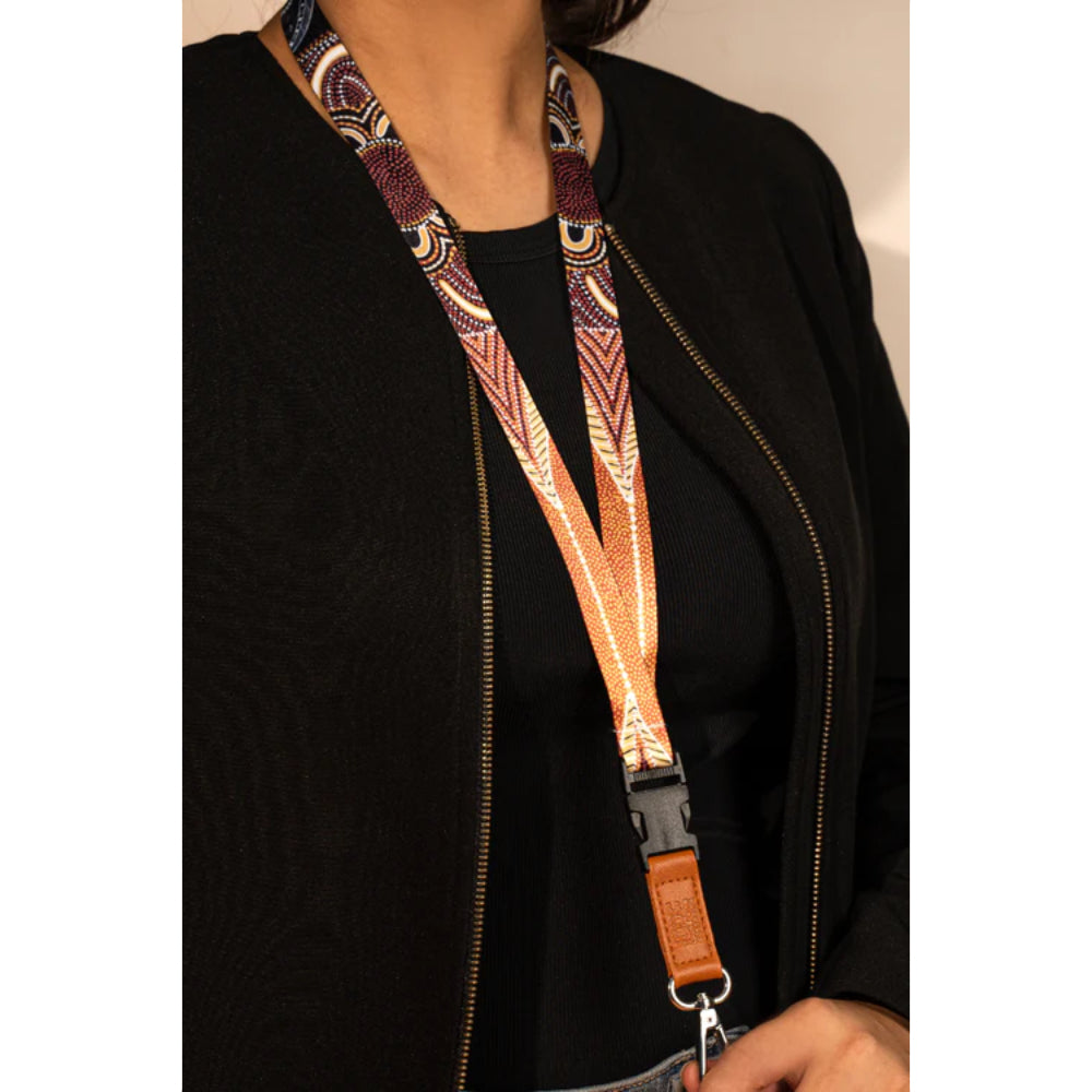 LANYARD - ABORIGINAL ART - RESPECTING OUR ELDERS - AUSTRALIA, INDIGENOUS, SOUVENIR, GIFT