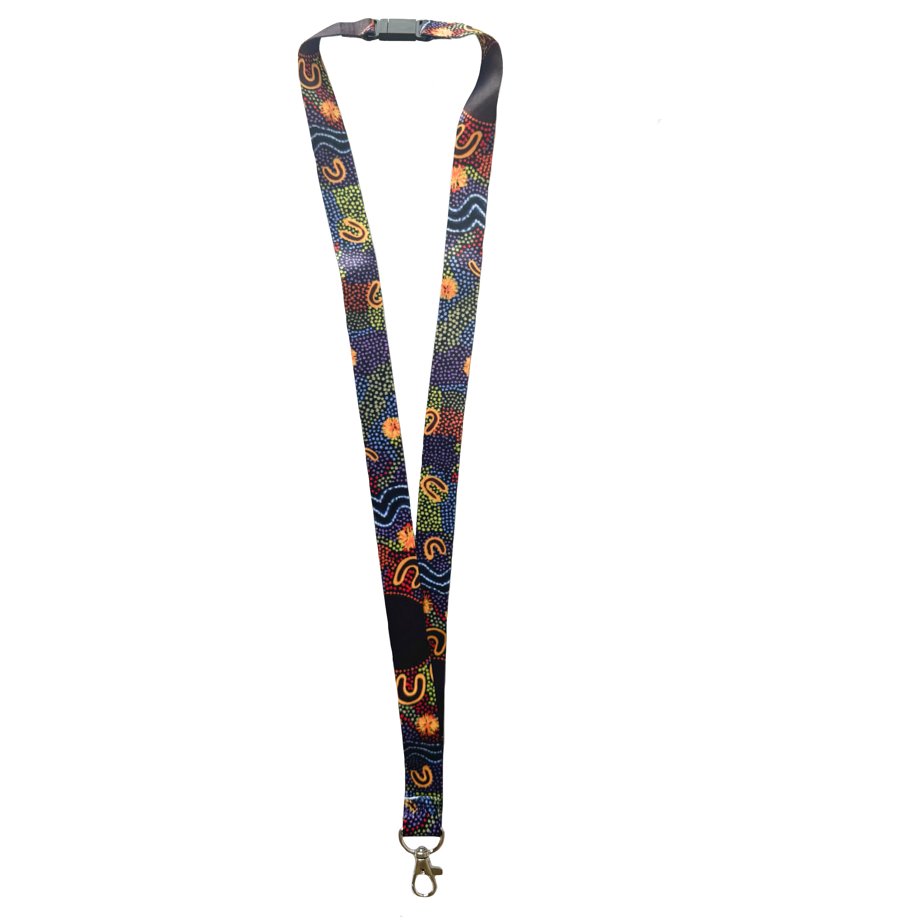 LANYARD - ABORIGINAL ART - WOMEN GATHERING AT WATERHOLES - AUSTRALIA, INDIGENOUS, SOUVENIR, GIFT