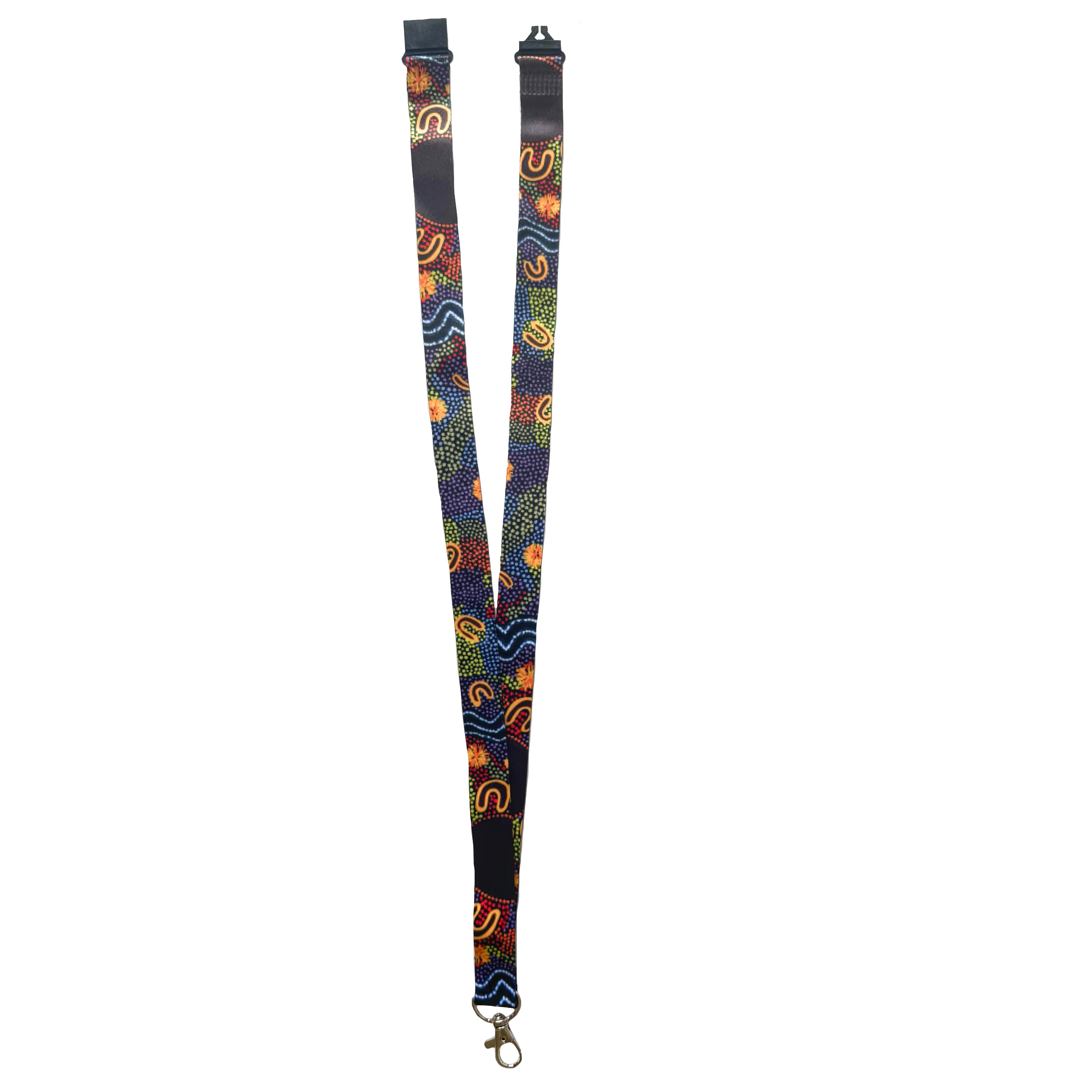 LANYARD - ABORIGINAL ART - WOMEN GATHERING AT WATERHOLES - AUSTRALIA, INDIGENOUS, SOUVENIR, GIFT