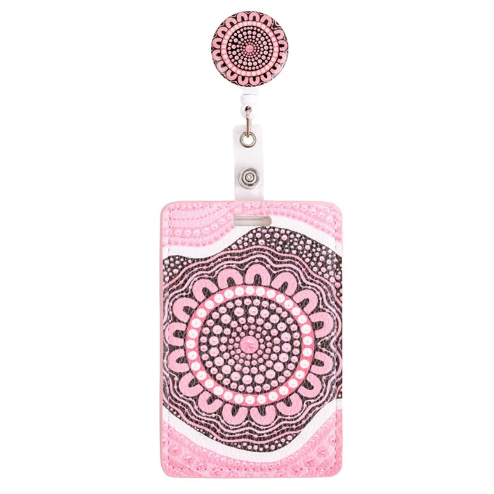 LANYARD & RETRACTABLE ID CARD HOLDER, CLIP - ABORIGINAL ART - BOOBIE SISTA - AUSTRALIA, INDIGENOUS, SOUVENIR, GIFT