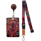 LANYARD & RETRACTABLE ID CARD HOLDER, CLIP - ABORIGINAL ART - KNOWLEDGE HOLDERS - AUSTRALIA, INDIGENOUS, SOUVENIR, GIFT