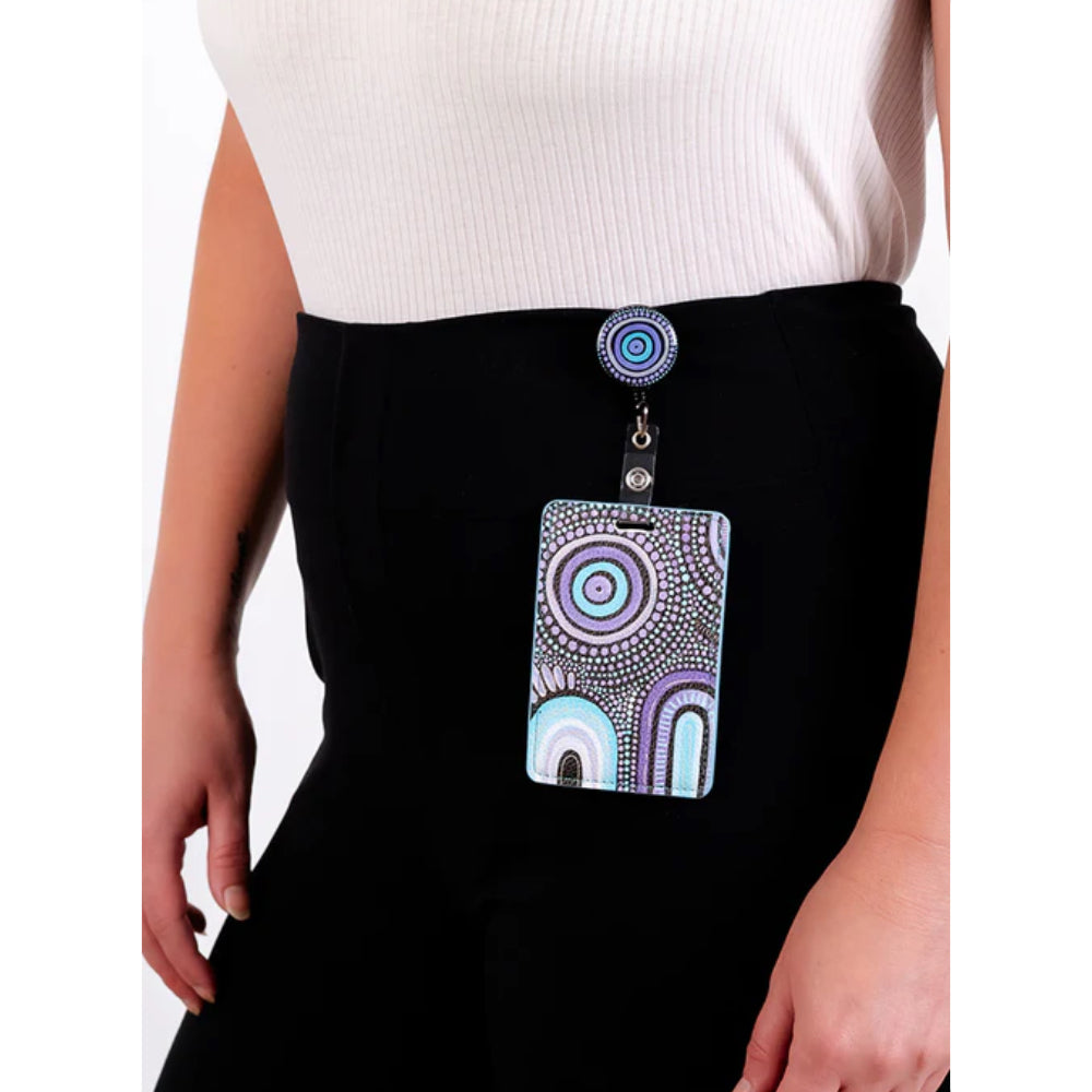 LANYARD & RETRACTABLE ID CARD HOLDER, CLIP - ABORIGINAL ART - OUR FUTURE TOGETHER - AUSTRALIA, INDIGENOUS, SOUVENIR, GIFT