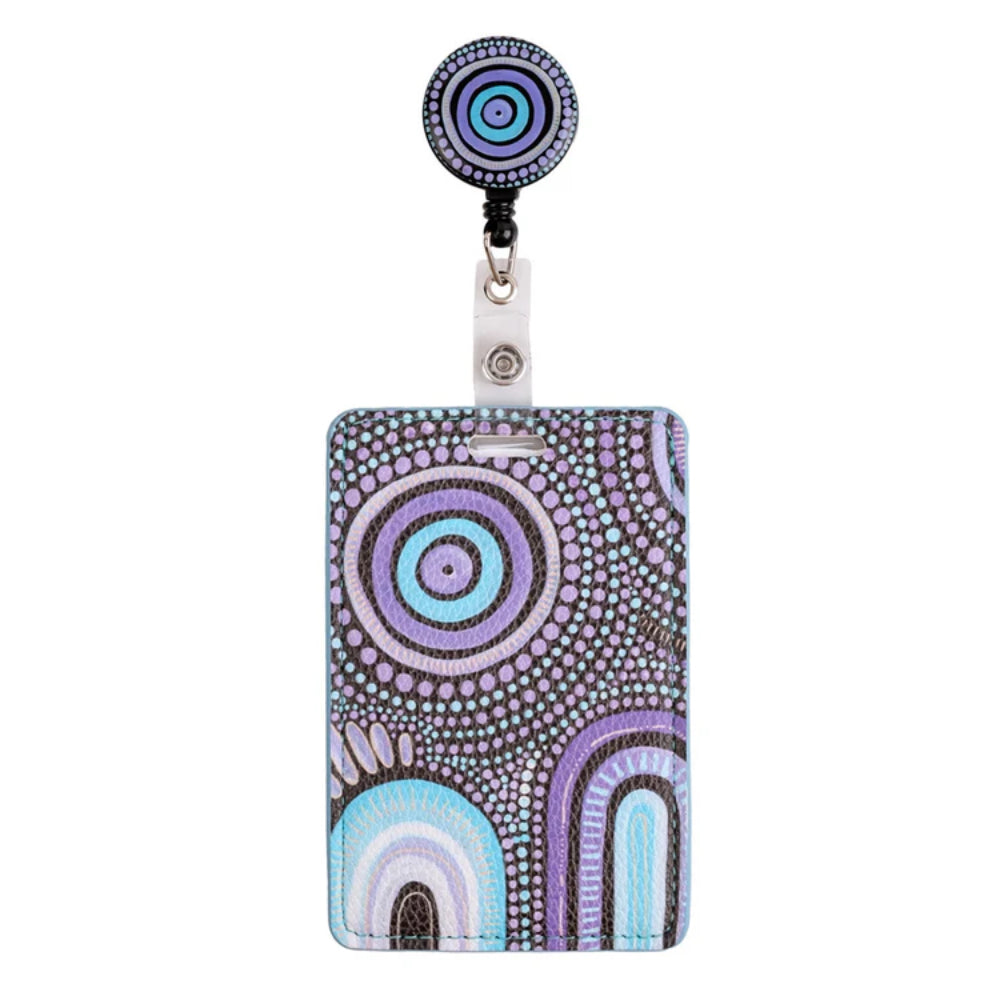 LANYARD & RETRACTABLE ID CARD HOLDER, CLIP - ABORIGINAL ART - OUR FUTURE TOGETHER - AUSTRALIA, INDIGENOUS, SOUVENIR, GIFT