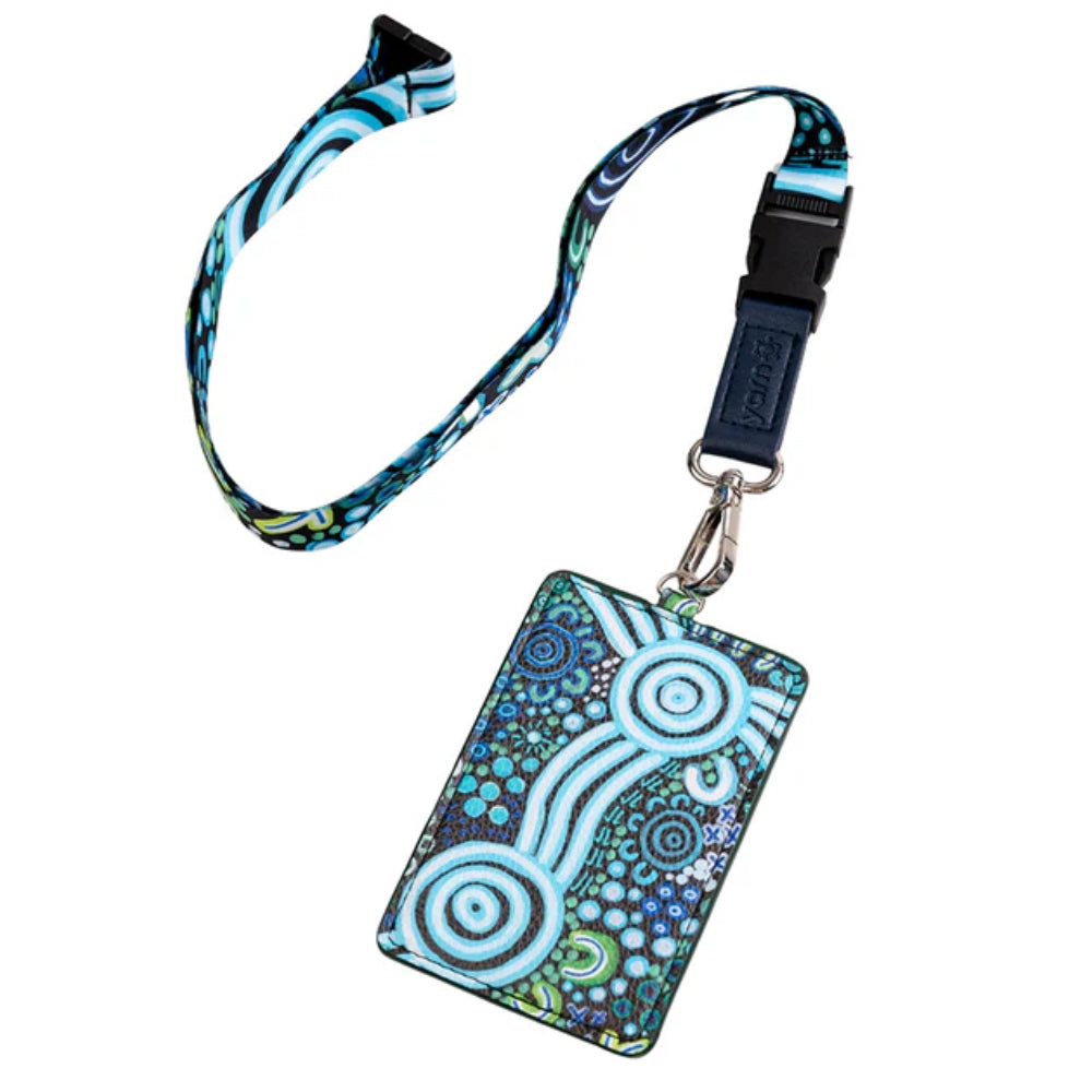 LANYARD & ID CARD HOLDER - ABORIGINAL ART - HOPKINS RIVER - AUSTRALIA, INDIGENOUS, SOUVENIR, GIFT