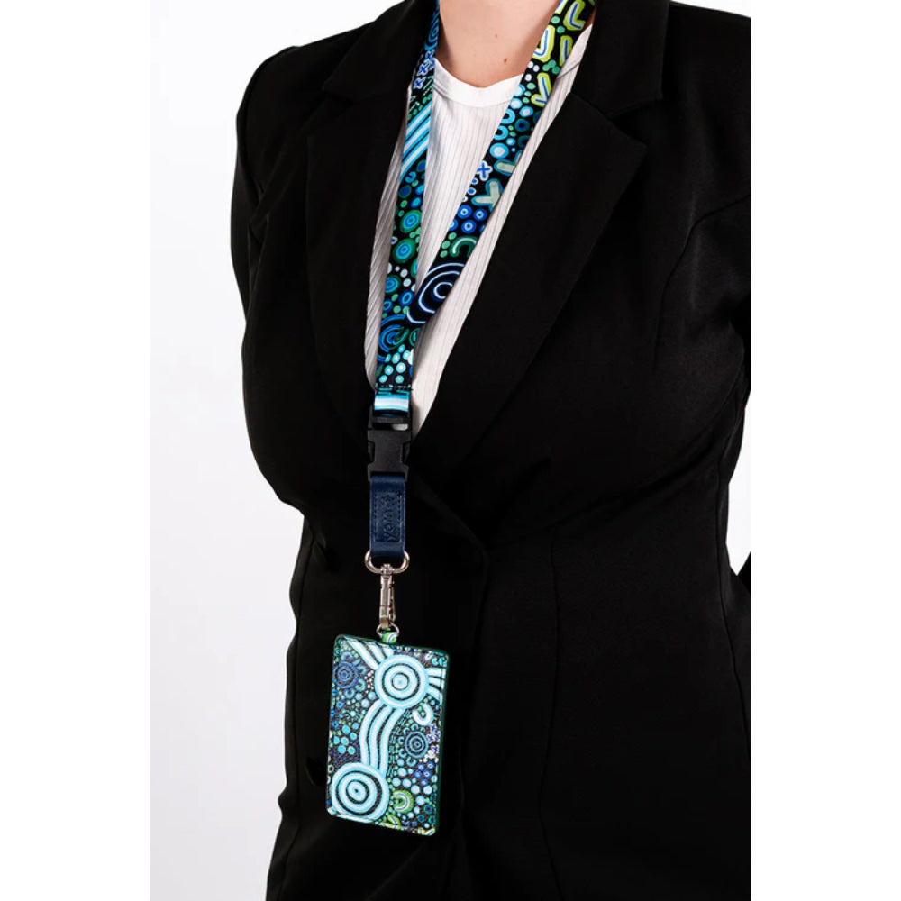 LANYARD & ID CARD HOLDER - ABORIGINAL ART - HOPKINS RIVER - AUSTRALIA, INDIGENOUS, SOUVENIR, GIFT