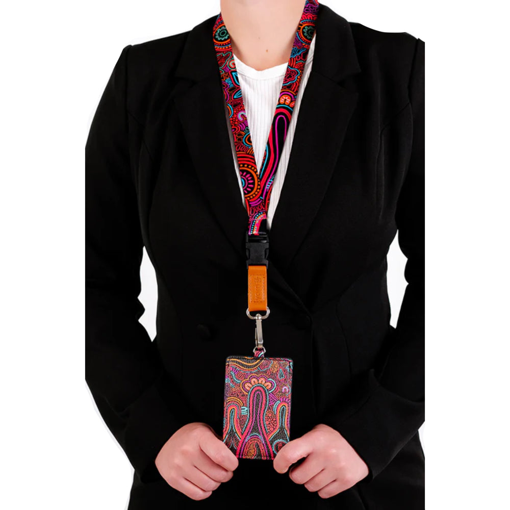 LANYARD & ID CARD HOLDER - ABORIGINAL ART - KNOWLEDGE HOLDERS - AUSTRALIA, INDIGENOUS, SOUVENIR, GIFT