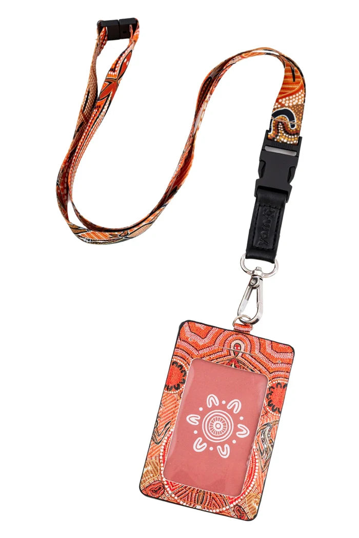 LANYARD & ID CARD HOLDER - ABORIGINAL ART - LEAVING FOOTPRINTS - AUSTRALIA, INDIGENOUS, SOUVENIR, GIFT