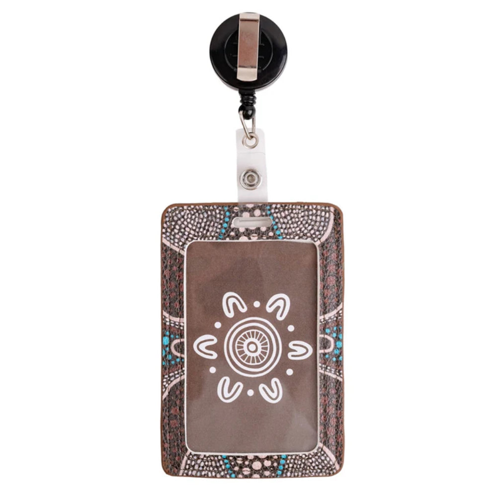 LANYARD & RETRACTABLE ID CARD HOLDER, CLIP - ABORIGINAL ART - FAMILY - AUSTRALIA, INDIGENOUS, SOUVENIR, GIFT