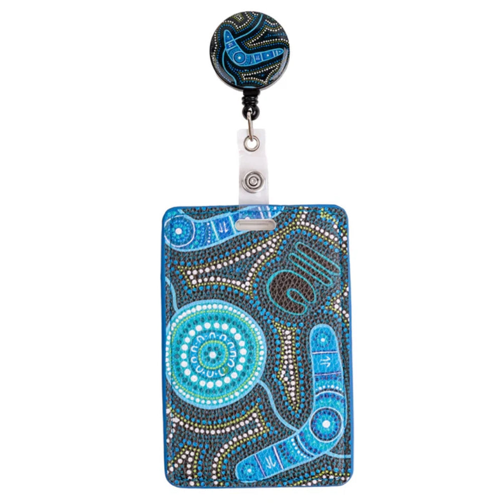 LANYARD & RETRACTABLE ID CARD HOLDER, CLIP - ABORIGINAL ART - DEADLY DADS - AUSTRALIA, INDIGENOUS, SOUVENIR, GIFT