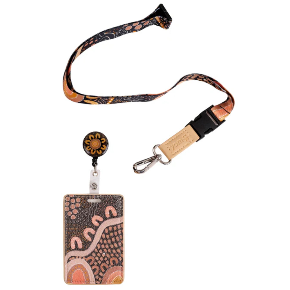 LANYARD & RETRACTABLE ID CARD HOLDER, CLIP - ABORIGINAL ART - THE PATH THEY HAVE LAID - AUSTRALIA, INDIGENOUS, SOUVENIR, GIFT