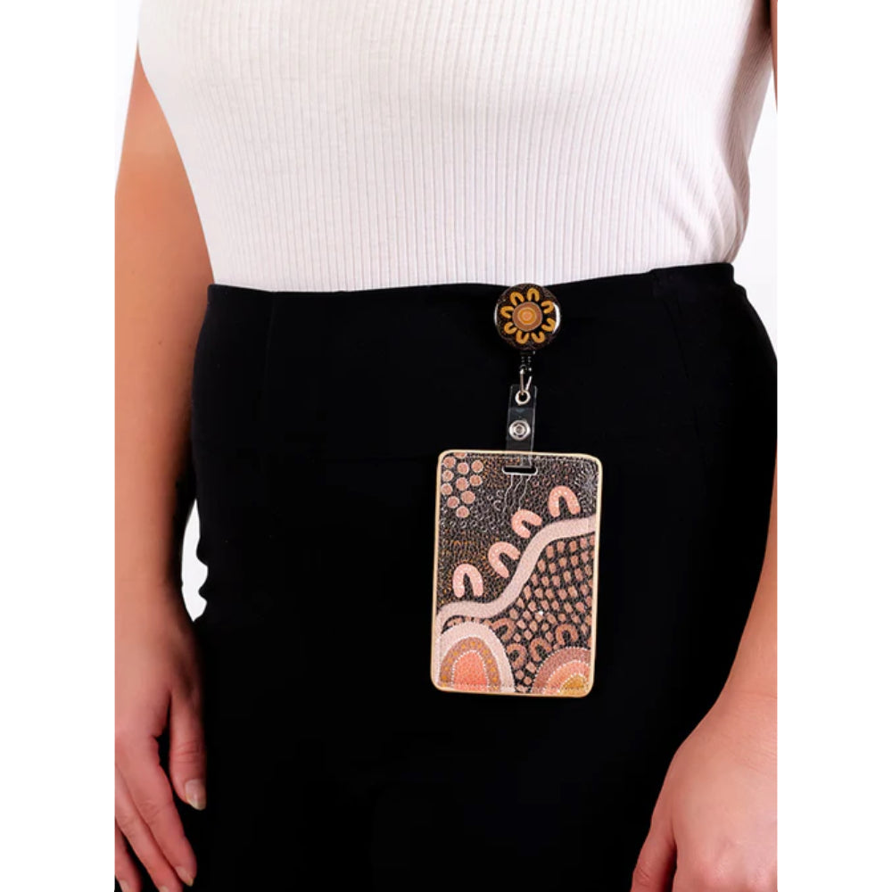 LANYARD & RETRACTABLE ID CARD HOLDER, CLIP - ABORIGINAL ART - THE PATH THEY HAVE LAID - AUSTRALIA, INDIGENOUS, SOUVENIR, GIFT