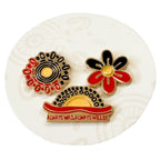 LAPEL PINS, HAT PINS - 3-PACK - ABORIGINAL FLAG - MEETING PLACE - AUSTRALIA, INDIGENOUS, SOUVENIR, GIFT