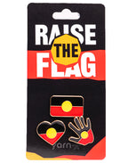LAPEL PINS, HAT PINS - 3-PACK - ABORIGINAL FLAG - AUSTRALIA, INDIGENOUS, SOUVENIR, GIFT