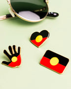 LAPEL PINS, HAT PINS - 3-PACK - ABORIGINAL FLAG - AUSTRALIA, INDIGENOUS, SOUVENIR, GIFT