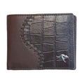 dark brown leather wallet half croc skin 