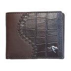 dark brown leather wallet half croc skin 