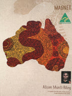 FRIDGE MAGNET - ABORIGINAL ART - MAP OF AUSTRALIA - MADE IN AUSTRALIA - ALISON MUNTI RILEY, ORANGE RED - FLEXI - INDIGENOUS, SOUVENIR, GIFT