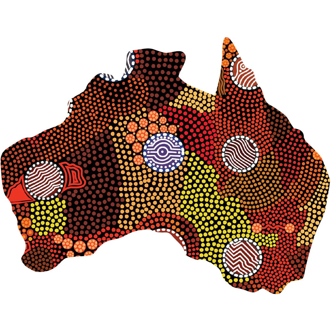 FRIDGE MAGNET - ABORIGINAL ART - MAP OF AUSTRALIA - MADE IN AUSTRALIA - UPPER BULLAWA - FLEXI - INDIGENOUS, SOUVENIR, GIFT