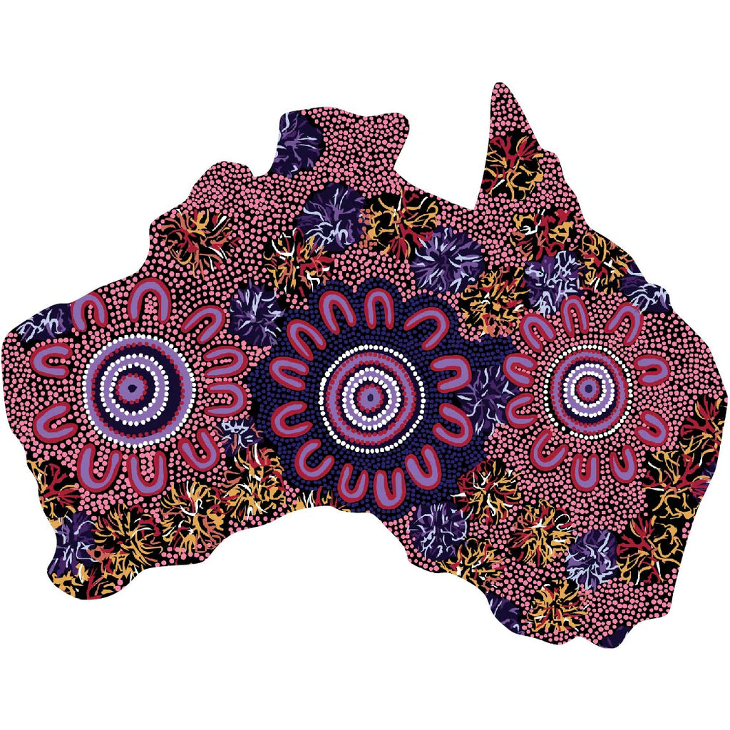 FRIDGE MAGNET - ABORIGINAL ART - MAP OF AUSTRALIA - MADE IN AUSTRALIA - WOMENS BUSINESS - FLEXI - INDIGENOUS, SOUVENIR, GIFT