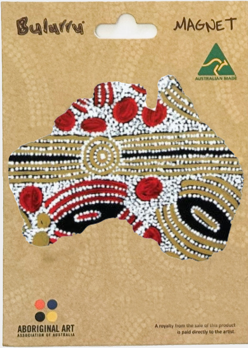 FRIDGE MAGNET - ABORIGINAL ART - MAP OF AUSTRALIA - MADE IN AUSTRALIA - GLENYS GIBSON - FLEXI - INDIGENOUS, SOUVENIR, GIFT