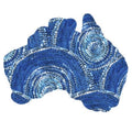 FRIDGE MAGNET - ABORIGINAL ART - MAP OF AUSTRALIA - MADE IN AUSTRALIA - SABRINA ROBERTSON, BLUE - FLEXI - INDIGENOUS, SOUVENIR, GIFT