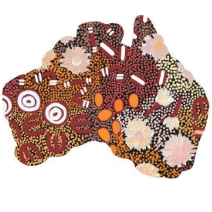 FRIDGE MAGNET - ABORIGINAL ART - MAP OF AUSTRALIA - MADE IN AUSTRALIA - SAMANTHA NAPANGARTI - FLEXI - INDIGENOUS, SOUVENIR, GIFT