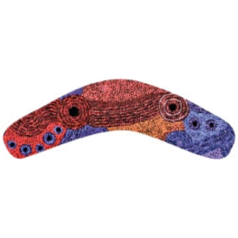 FRIDGE MAGNET - ABORIGINAL ART - BOOMERANG - MADE IN AUSTRALIA - ALISON MUNTI RILEY, BLUE RED - FLEXI - INDIGENOUS, SOUVENIR, GIFT