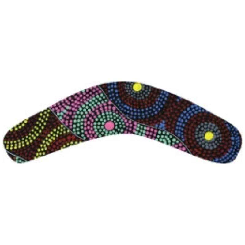 FRIDGE MAGNET - ABORIGINAL ART - BOOMERANG - MADE IN AUSTRALIA  - CINDY WALLACE, CIRCLES - FLEXI - INDIGENOUS, SOUVENIR, GIFT
