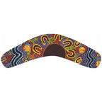 FRIDGE MAGNET - ABORIGINAL ART - BOOMERANG - MADE IN AUSTRALIA - WOMEN GATHERING AT WATERHOLES - FLEXI - INDIGENOUS, SOUVENIR, GIFT