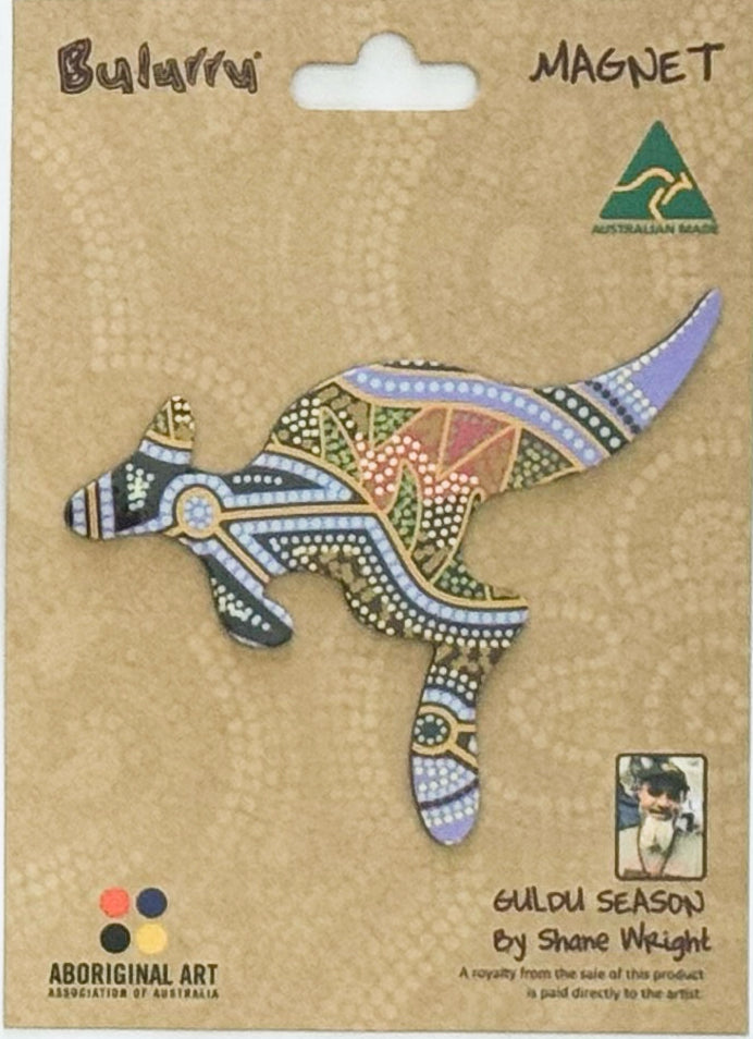 FRIDGE MAGNET - ABORIGINAL ART - KANGAROO - MADE IN AUSTRALIA - GULDU SEASON - FLEXI - INDIGENOUS, SOUVENIR, GIFT