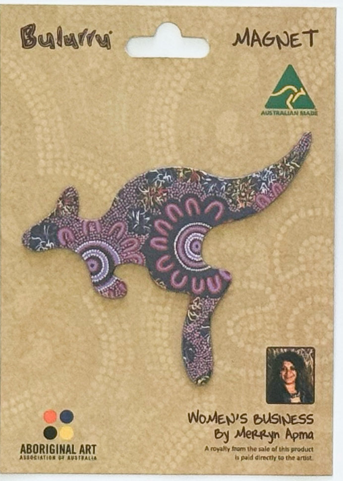 FRIDGE MAGNET - ABORIGINAL ART - KANGAROO - MADE IN AUSTRALIA - WOMENS BUSINESS - FLEXI - INDIGENOUS, SOUVENIR, GIFT