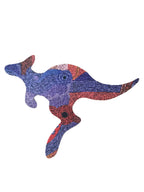 FRIDGE MAGNET - ABORIGINAL ART - KANGAROO - MADE IN AUSTRALIA - ALISON MUNTI RILEY, BLUE RED - FLEXI - INDIGENOUS, SOUVENIR, GIFT