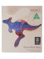 FRIDGE MAGNET - ABORIGINAL ART - KANGAROO - MADE IN AUSTRALIA - ALISON MUNTI RILEY, BLUE RED - FLEXI - INDIGENOUS, SOUVENIR, GIFT