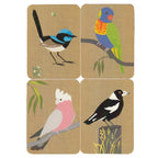 FRIDGE MAGNET - 4 x MAGNETS, GREETING CARD, ENVELOPE - MADE IN AUSTRALIA - AUSTRALIA BIRDS - FLEXI - SOUVENIR, GIFT