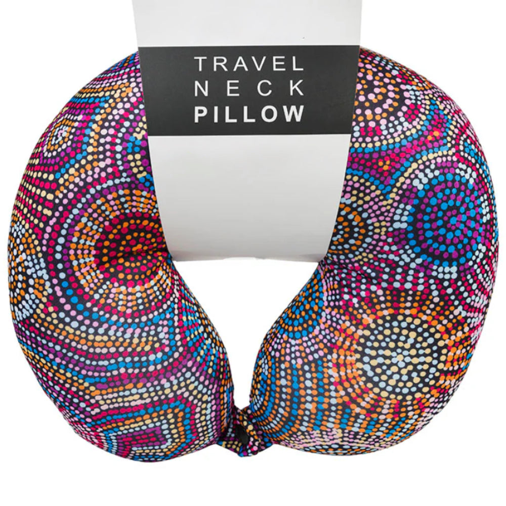 TRAVEL PILLOW, NECK PILLOW - ABORIGINAL ART - TINA MARTIN - AUSTRALIA, INDIGENOUS, SOUVENIR, GIFT