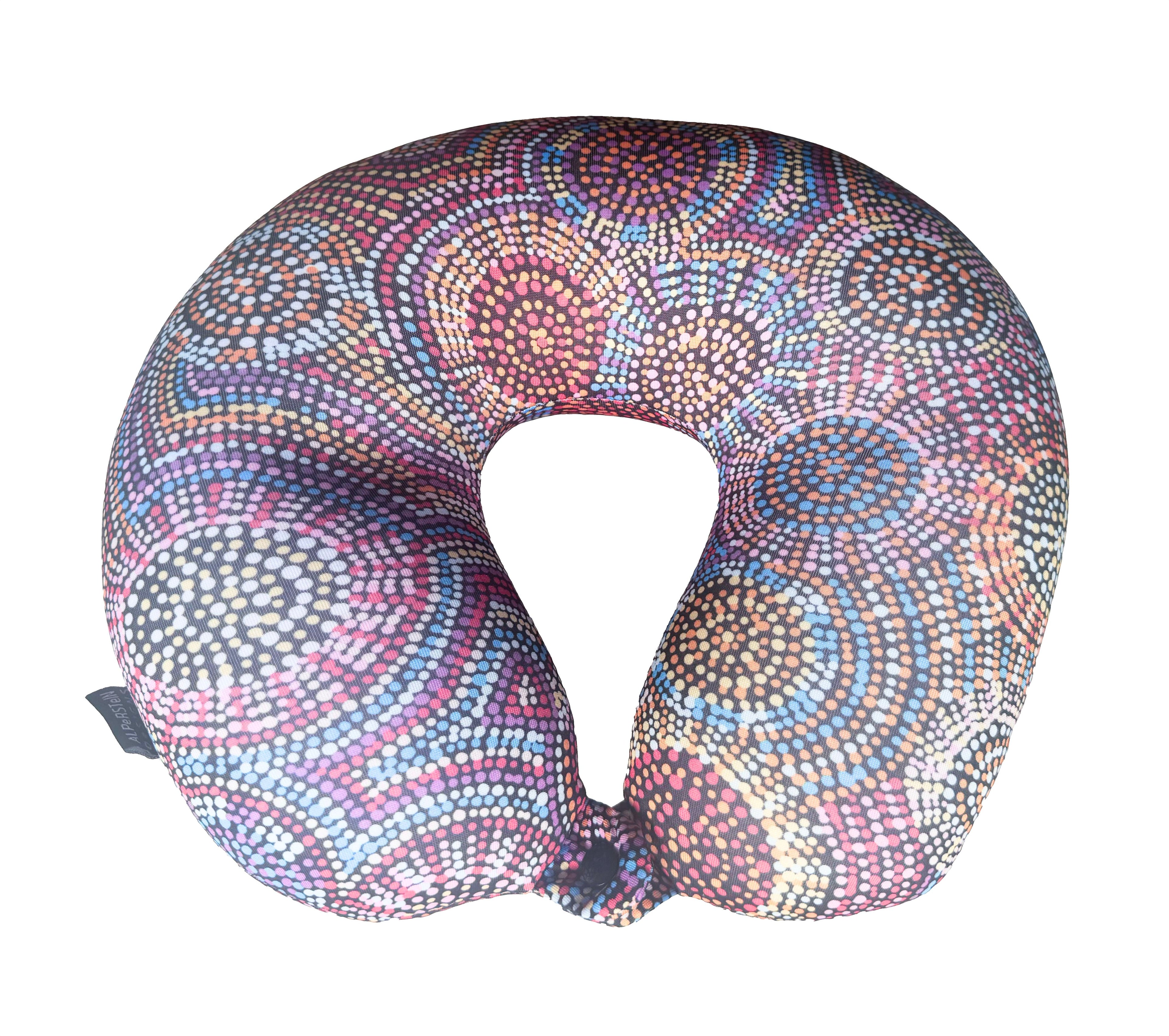 TRAVEL PILLOW, NECK PILLOW - ABORIGINAL ART - TINA MARTIN - AUSTRALIA, INDIGENOUS, SOUVENIR, GIFT