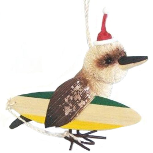 surfing kookaburra christmas ornament
