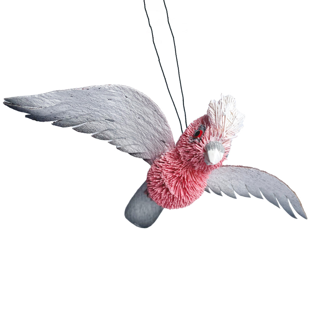 pink galah ornament wings out