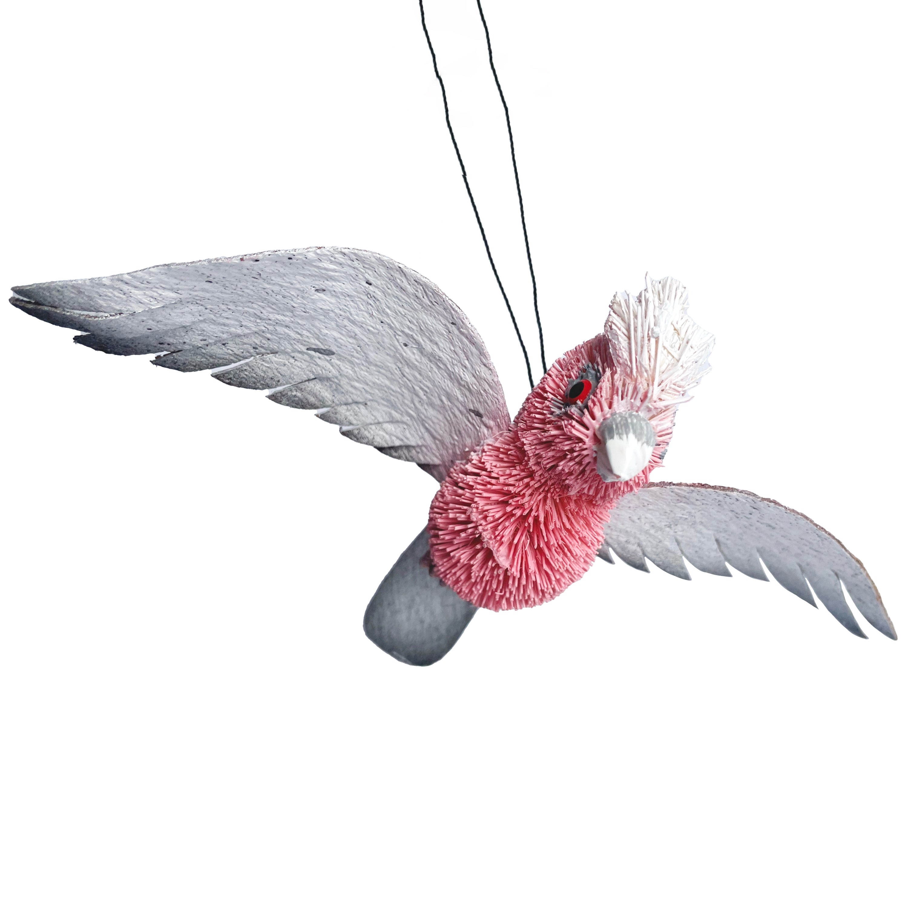 pink galah ornament wings out