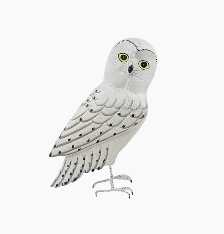 OWL FIGURINE x 2 - SNOWY OWLS, 27cmH, 23cmH - STANDING ORNAMENT - AUSTRALIA, SOUVENIR, GIFT, BIRD