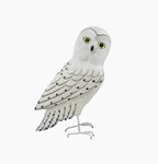OWL FIGURINE x 2 - SNOWY OWLS, 27cmH, 23cmH - STANDING ORNAMENT - AUSTRALIA, SOUVENIR, GIFT, BIRD