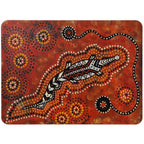 6 PLACEMATS + 6 COASTERS - MADE IN AUSTRALIA - CORK - ART PRINTS BROWN - ABORIGINAL, INDIGENOUS, SOUVENIR, GIFT