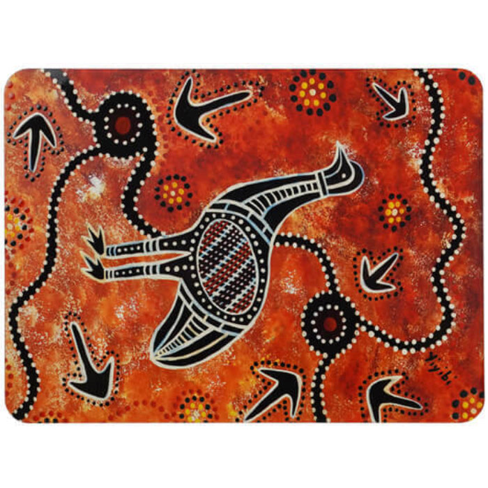 6 PLACEMATS + 6 COASTERS - MADE IN AUSTRALIA - CORK - ART PRINTS BROWN - ABORIGINAL, INDIGENOUS, SOUVENIR, GIFT
