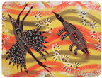 6 PLACEMATS + 6 COASTERS - MADE IN AUSTRALIA - CORK - ANIMALS, BIRDS, FISH - ABORIGINAL, INDIGENOUS, SOIVENIR, GIFT