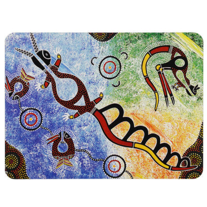 6 PLACEMATS + 6 COASTERS - MADE IN AUSTRALIA - CORK - DREAMTIME - ABORIGINAL, INDIGENOUS, SOUVENIR, GIFT