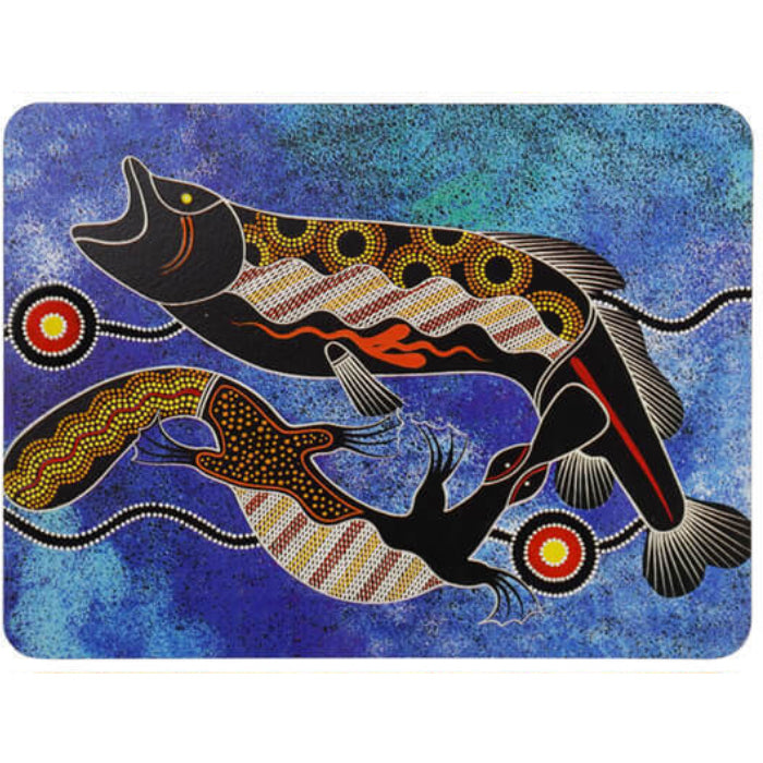 6 PLACEMATS + 6 COASTERS - MADE IN AUSTRALIA - CORK - DREAMTIME - ABORIGINAL, INDIGENOUS, SOUVENIR, GIFT