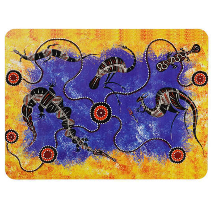 6 PLACEMATS + 6 COASTERS - MADE IN AUSTRALIA - CORK - DREAMTIME - ABORIGINAL, INDIGENOUS, SOUVENIR, GIFT