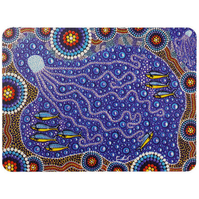 6 PLACEMATS + 6 COASTERS - MADE IN AUSTRALIA - CORK - GATHERINGS - ABORIGINAL, INDIGENOUS, SOUVENIR, GIFT